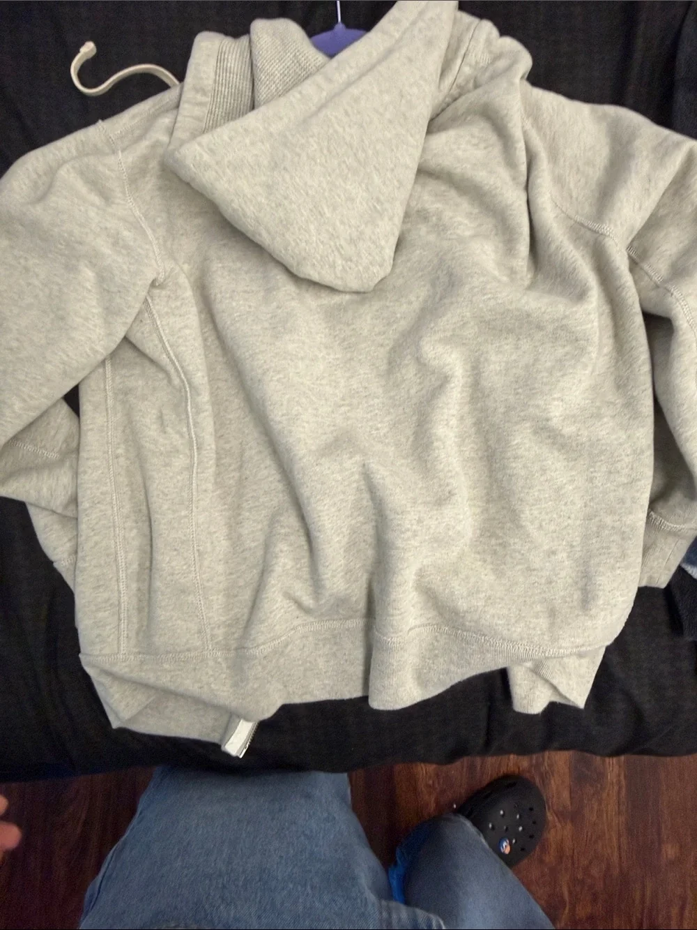Ralph Lauren Heather Gray Full-Zip Hoodie with Polo Logo